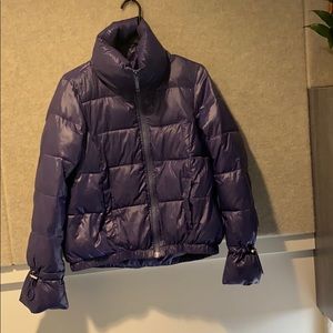 Purple puffer coat